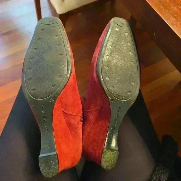 Bandolino Womens Suede Kitten Heel Wedge Square Toe Boots Maroon Red Size 10.5 - Picture 8 of 11